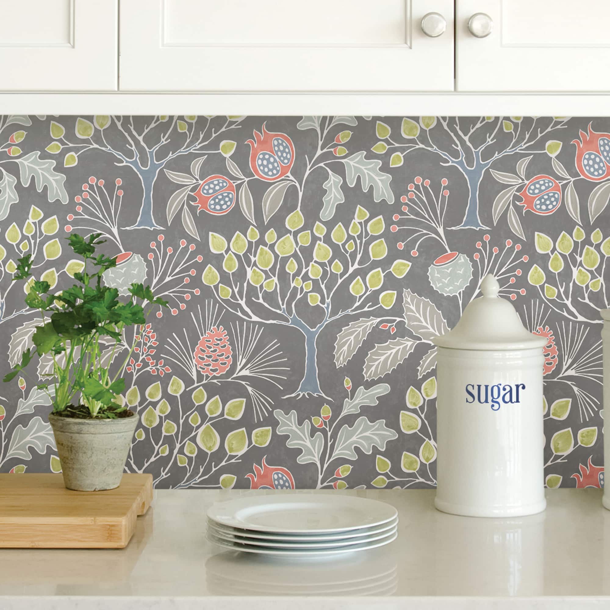 NuWallpaper Groovy Garden Gray Peel & Stick Wallpaper